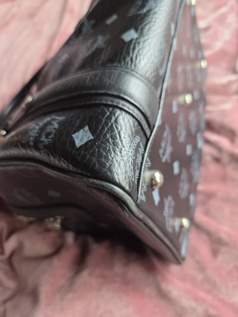 Authentic MCM Visetos Black Boston Bag